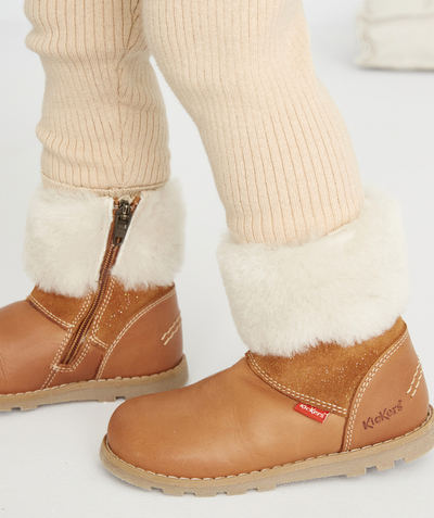 Baby girl Nouvelle Arbo   C - BABY GIRLS' SPARKLING CAMEL AND FUR ANKLE BOOTS