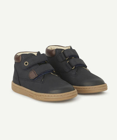 Private sales Tao Categories - BABIES' NAVY BLUE LEATHER ANKLE BOOTS WITH SCRATCH FASTENINGS