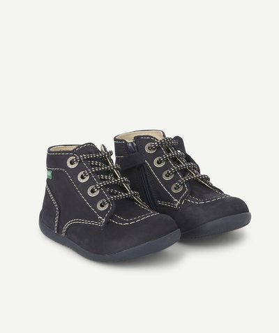 Baby girl Nouvelle Arbo   C - BABYS' NAVY BLUE LEATHER BOOTS WITH LACES AND A ZIP