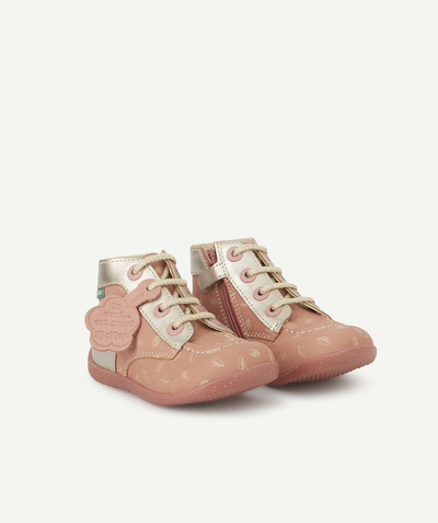 Baby girl Nouvelle Arbo   C - PINK AND SILVER COLOR BABY BOOTIES WITH LEAVES
