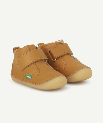 Private sales Tao Categories - BABIES' PALE CAMEL ANKLE BOOTS IN LEATHER WITH SCRATCH FASTENINGS