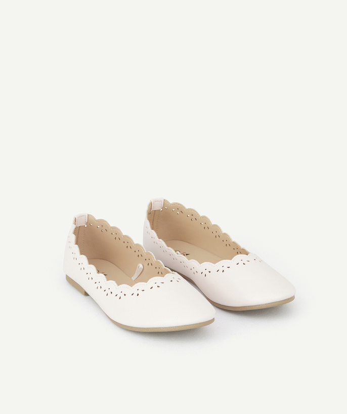 Special Occasion Collection Tao Categories - GIRLS' PINK BALLERINA SHOES WITH OPENWORK DETAILS