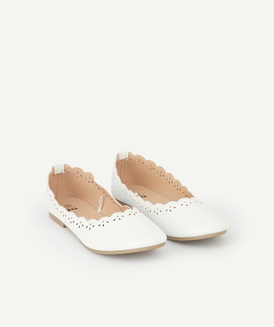 Teen girls Nouvelle Arbo   C - GIRLS' WHITE BALLERINA SHOES WITH OPENWORK DETAILS