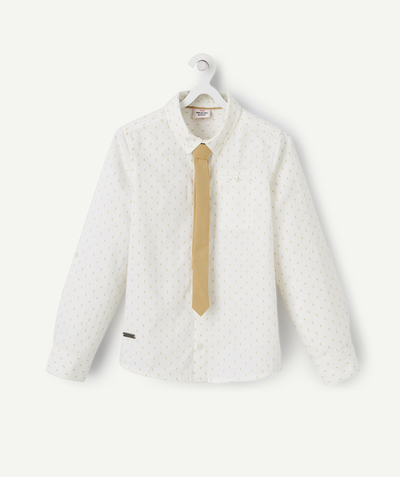 Shirt - Polo Nouvelle Arbo   C - BOYS' WHITE COTTON SHIRT WITH A REMOVABLE TIE
