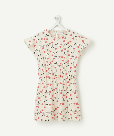 Clothing Nouvelle Arbo   C - GIRLS' DRESS IN CREAM PRINTED WITH CHERRIES