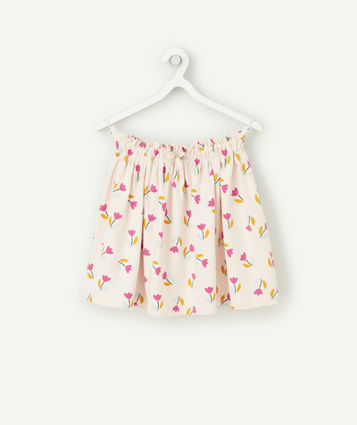 Outlet Tao Categories - GIRLS' PINKTWIRLY SKIRT WITH PRINTED FLOWERS