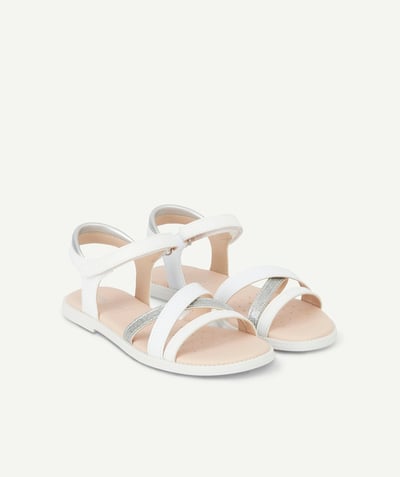 Girl Nouvelle Arbo   C - GIRLS' WHITE PATENT SANDALS WITH HOOK AND LOOP FASTENINGS