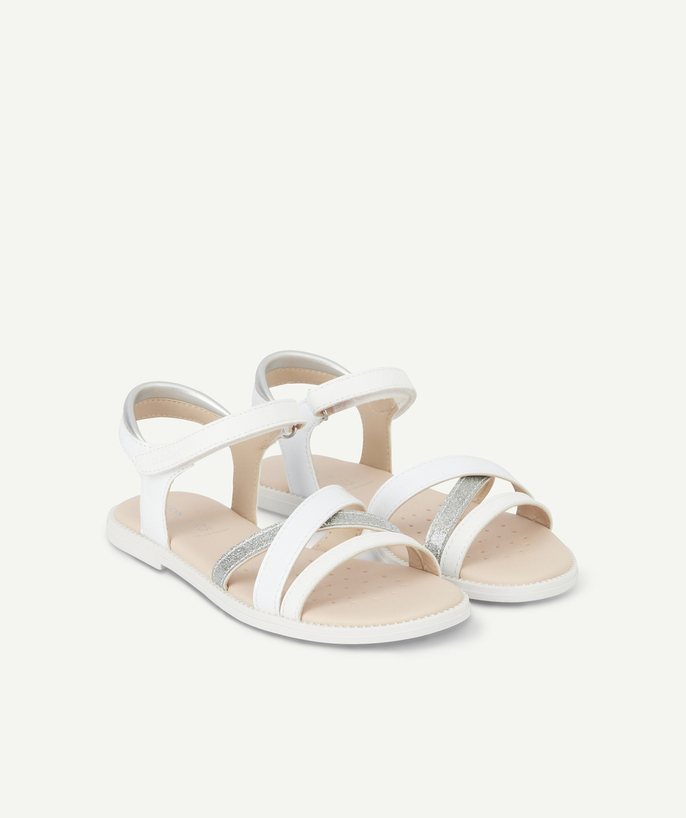 Brands Tao Categories - GIRLS' WHITE PATENT SANDALS WITH HOOK AND LOOP FASTENINGS