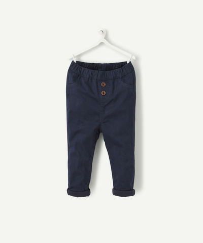 Trousers Nouvelle Arbo   C - BABY BOYS' NAVY BLUE HAREM PANTS WITH BUTTONS