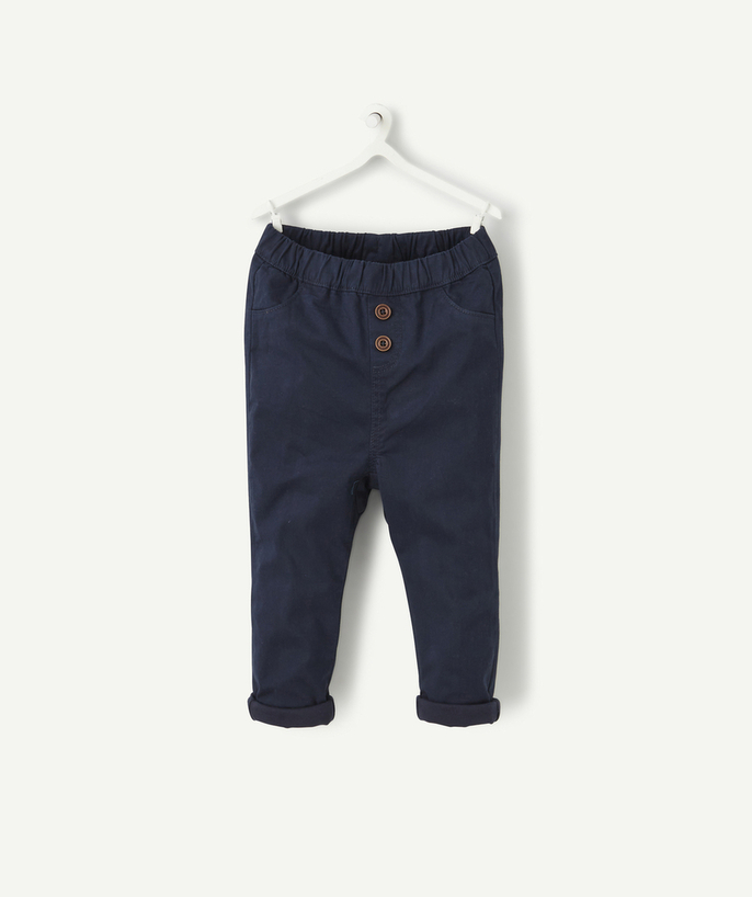 Basics Tao Categories - BABY BOYS' NAVY BLUE HAREM PANTS WITH BUTTONS