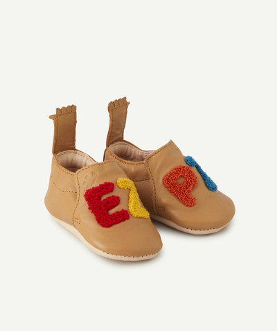 Baby boy Nouvelle Arbo   C - BROWN LEATHER BOOTIES WITH EMBROIDERY