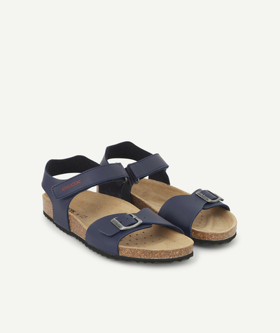 Sandals - moccasins Tao Categories - GHITA NAVY BLUE HOOK AND LOOP-FASTENED SANDALS