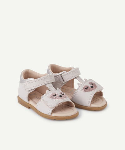 Baby girl Nouvelle Arbo   C - BABY GIRLS' PINK SANDALS WITH HOOK AND LOOP STRAPS AND A SPARKLING PRINT