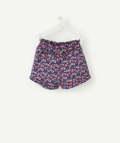 Shorts - Skirt Tao Categories - BABY GIRLS' SHORTS IN ORGANIC COTTON WITH PRINTED NAVY BLUE HEARTS