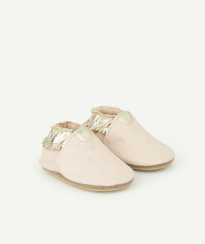 Private sales Tao Categories - BABIES' PINK LEATHER BOOTIES WITH GOLDEN RUFFLES