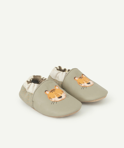 Baby boy Nouvelle Arbo   C - BABIES' KHAKI LEATHER BOOTIES WITH FOXES