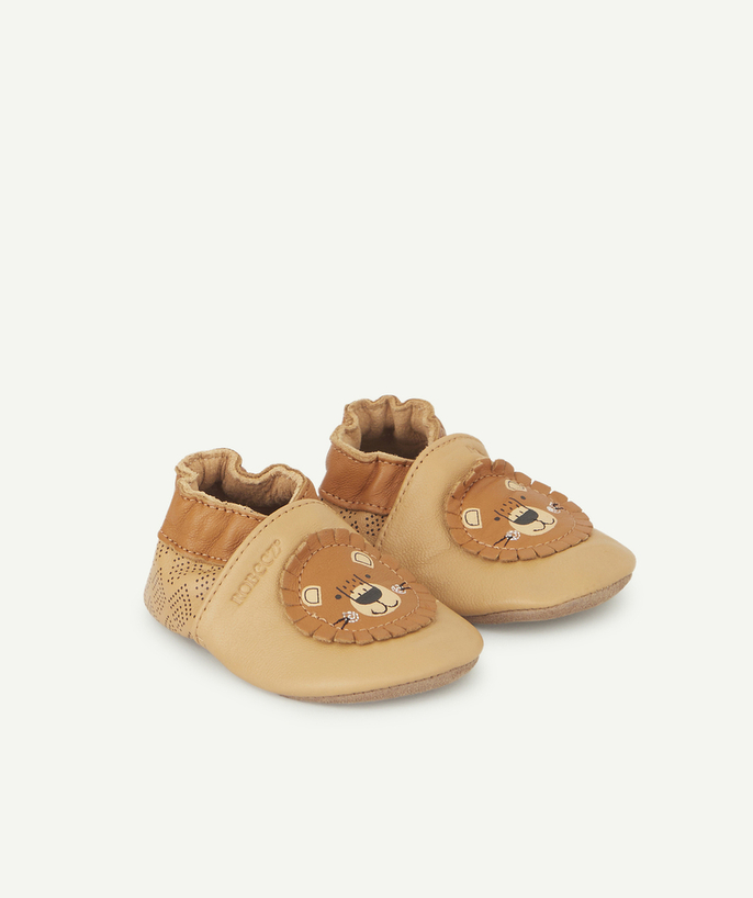 ROBEEZ ® Tao Categories - BABIES' CAMEL LEATHER BOOTIES WITH BEARS