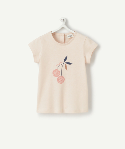 ECODESIGN Nouvelle Arbo   C - BABY GIRLS' T-SHIRT IN PINK ORGANIC COTTON WITH A FRUIT PRINT