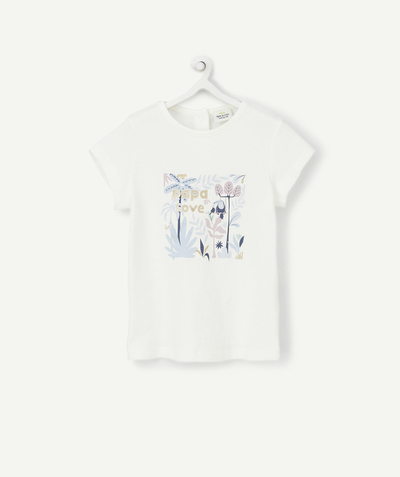 ECODESIGN Nouvelle Arbo   C - BABY GIRLS' T-SHIRT IN WHITE ORGANIC COTTON WITH A FUN PRINT