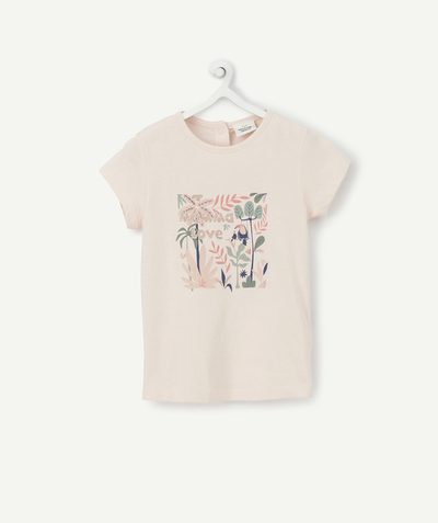 ECODESIGN Nouvelle Arbo   C - BABY GIRLS' T-SHIRT IN PINK ORGANIC COTTON WITH A FUN PRINT