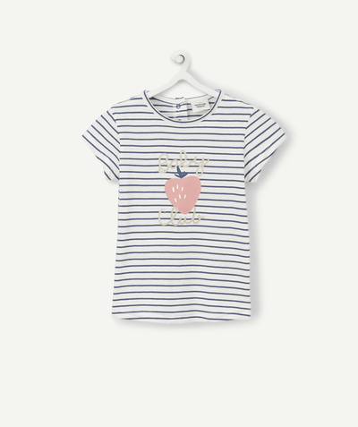 ECODESIGN Nouvelle Arbo   C - BABY GIRLS' T-SHIRT IN ORGANIC COTTON WITH BLUE AND WHITE STRIPES