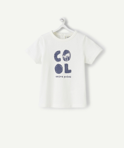 Baby boy Nouvelle Arbo   C - BABY BOYS' WHITE T-SHIRT IN RECYCLED FIBERS WITH A MESSAGE