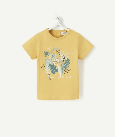 Baby boy Nouvelle Arbo   C - BOYS' YELLOW RECYCLED FIBERS T-SHIRT WITH A FUN DESIGN