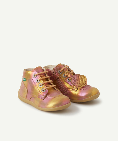 Back to school collection Nouvelle Arbo   C - BABY GIRLS' PINK LEATHER BONZIP BOOTS WITH LACES