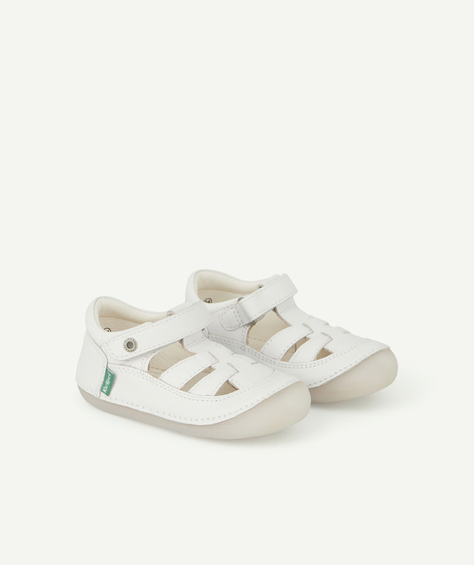KICKERS ® Tao Categories - BABIES' SUSHY WHITE LEATHER SANDALS