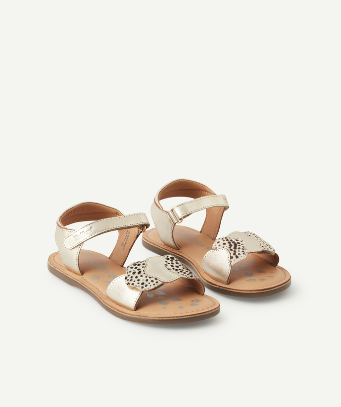 KICKERS ® Tao Categories - GIRLS' DYASTAR GOLD PANY LEATHER SANDALS