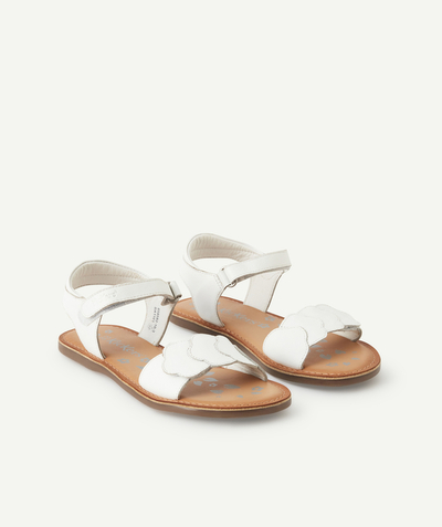 KICKERS ® Tao Categories - GIRLS' DYASTAR WHITE LEATHER SANDALS