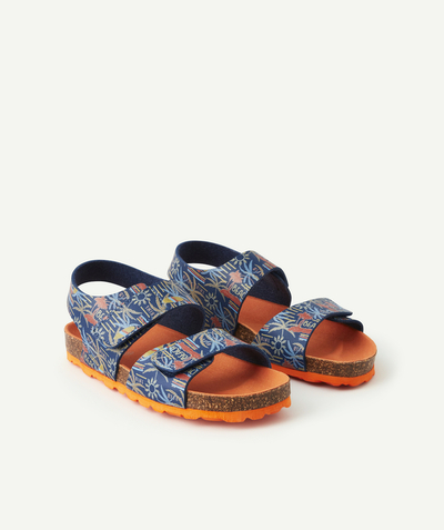 Sandals - moccasins Tao Categories - BOYS' SUMMERKRO STREET NAVY AND ORANGE SANDALS WITH HOOK AND LOOP STRAPS