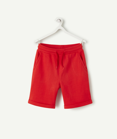 Boy Nouvelle Arbo   C - BOYS' RED COTTON BERMUDA SHORTS WITH POCKETS