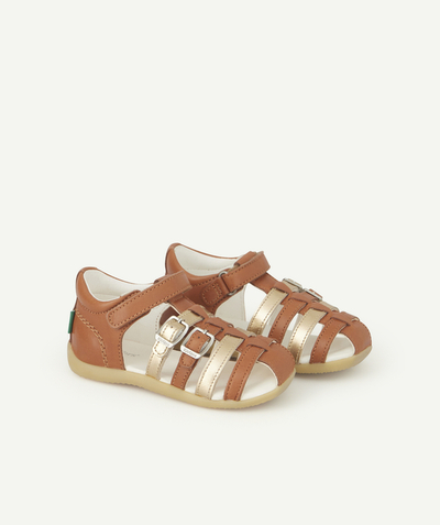 Baby girl Nouvelle Arbo   C - BABY GIRLS' CAMEL AND GOLD LEATHER BIGKRO SANDALS