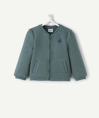 Cardigan Tao Categories - BABY GIRLS' CYAN GREEN PADDED JACKET WITH NEAT DETAILS