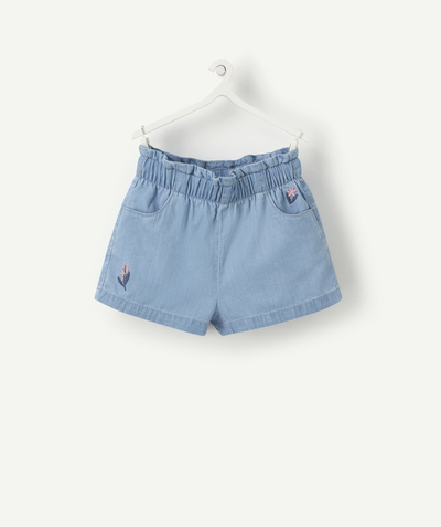 Baby girl Nouvelle Arbo   C - BABY GIRLS' SOFT BLUE LOW IMPACT COTTON DENIM SHORTS