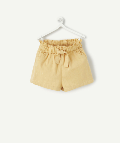 Baby girl Nouvelle Arbo   C - BABY GIRLS' YELLOW SHORTS WITH GOLD COLOR THREADS