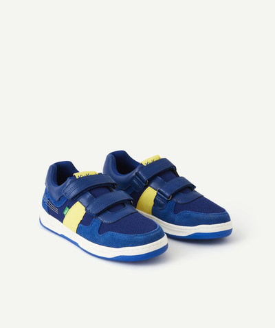 Teen boy Tao Categories - BOYS' KALIDO NAVY BLUE AND YELLOW TRAINERS WITH HOOK AND LOOP FASTENERS