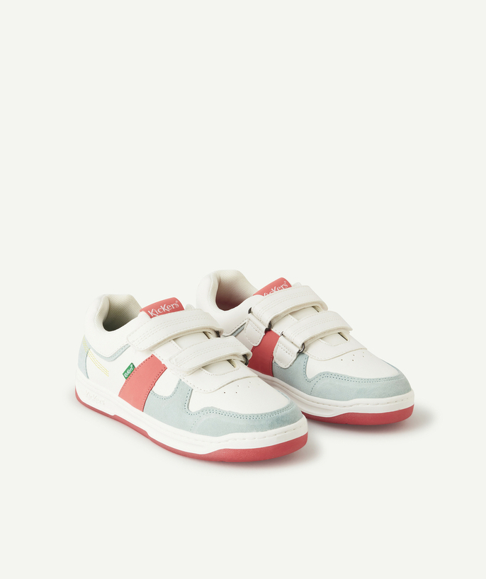 Back to school collection Tao Categories - KALIDO WHITE PINK BLUE GIRL'S SNEAKERS WITH VELCRO FASTENING