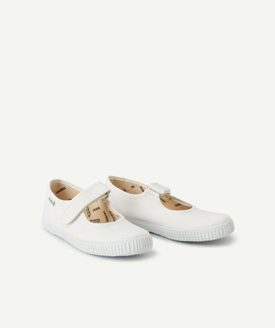Shoes, booties Nouvelle Arbo   C - GIRLS' WHITE CANVAS BALLERINA-STYLE MARY JANES WITH VELCRO FASTENERS