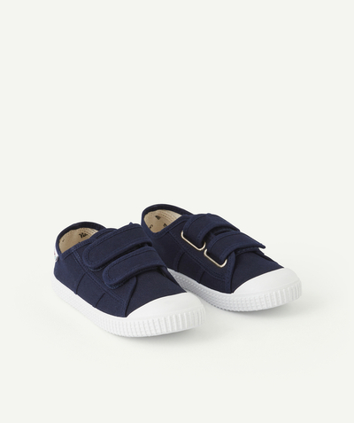 Boy Nouvelle Arbo   C - NAVY BLUE CANVAS TRAINERS WITH DOUBLE HOOK AND LOOP FASTENERS