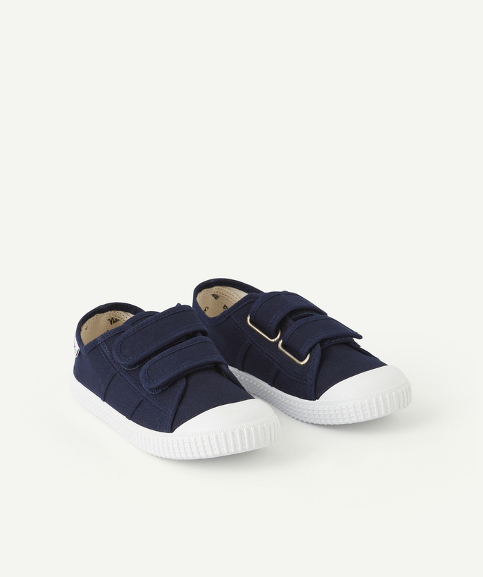 Shoes, booties Tao Categories - NAVY BLUE CANVAS TRAINERS WITH DOUBLE HOOK AND LOOP FASTENERS