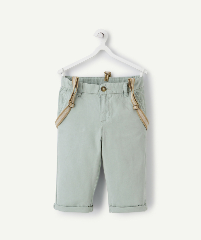 Outlet Tao Categories - BOYS' GREEN BERMUDA SHORTS WITH REMOVABLE BRACES