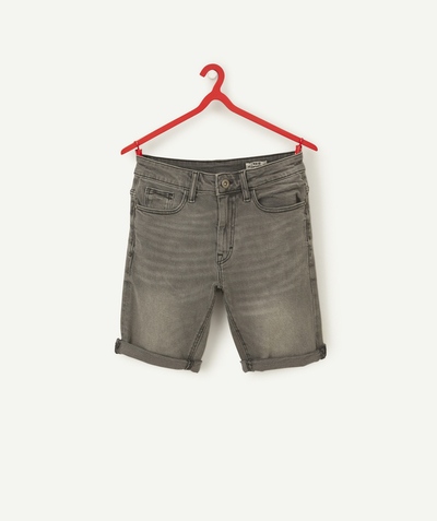 New collection Nouvelle Arbo   C - BOYS' SLIM GREY LESS WATER DENIM BERMUDA SHORTS