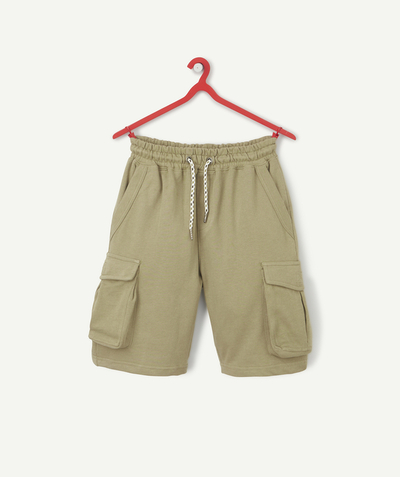 Boy Nouvelle Arbo   C - STRAIGHT BROWN BERMUDA SHORTS IN RECYCLED FIBERS WITH POCKETS