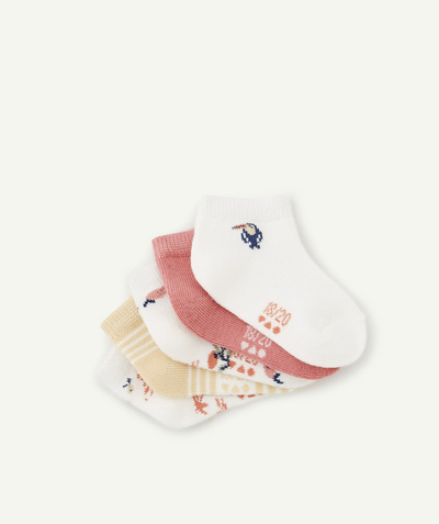 Socks - Tights Tao Categories - PACK OF FIVE PAIRS OF BABY GIRLS' PINK PRINTED AND STRIPED SOCKETTES