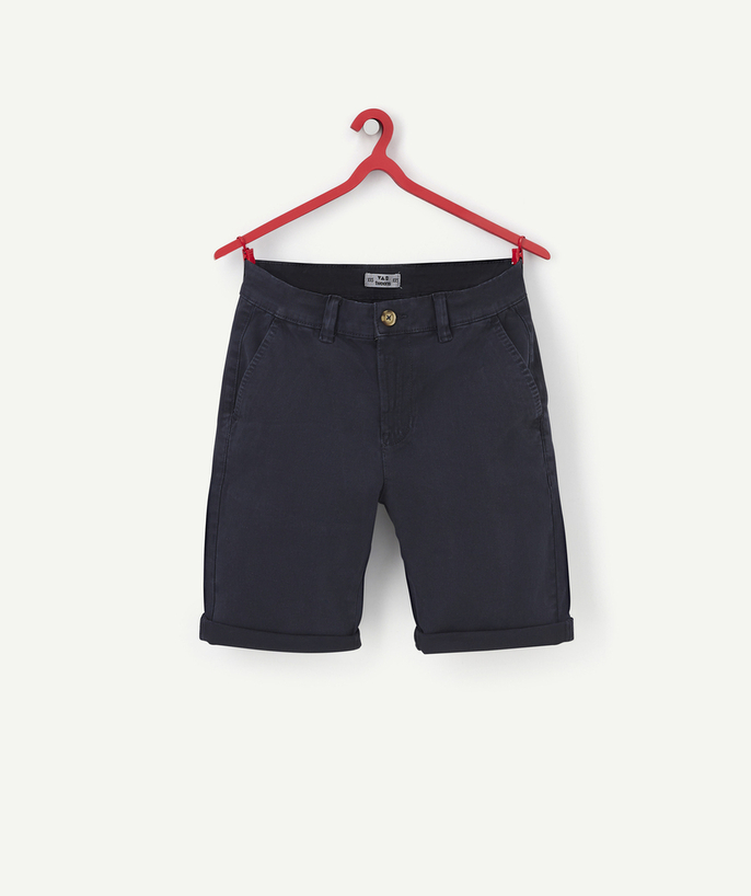 Outlet Tao Categories - BOYS' NAVY BLUE CHINO BERMUDA SHORTS IN RECYCLED FIBRES