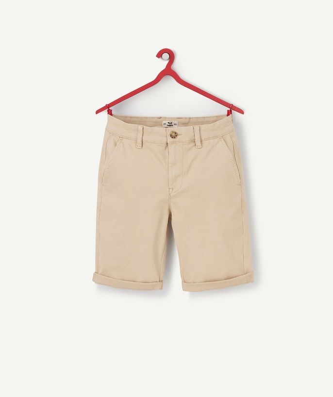 Shorts - Bermuda shorts Tao Categories - BOYS' BEIGE CHINO BERMUDA SHORTS IN RECYCLED FIBRES