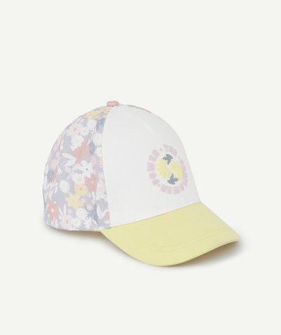 Hats - Caps Nouvelle Arbo   C - GIRLS' YELLOW AND FLORAL PRINT COTTON CAP WITH A PATCH