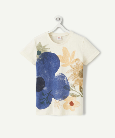 Outlet Nouvelle Arbo   C - BABY BOYS' CREAM ORGANIC COTTON T-SHIRT PRINTED WITH FLOWERS